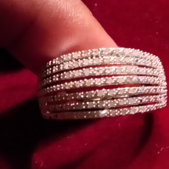 Multi roll miracle plate .25kt diamond sterling silver band - Picture 3 of 10